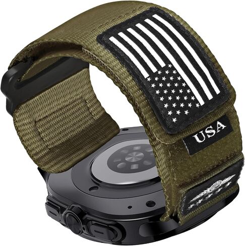 Abanen Rugged Tactical Nylon Watch Band for Samsung Galaxy Watch Ultra 47mm, Sport Strap with Stars-Stripes Flag for Galaxy Watch Ultra in Kuwait