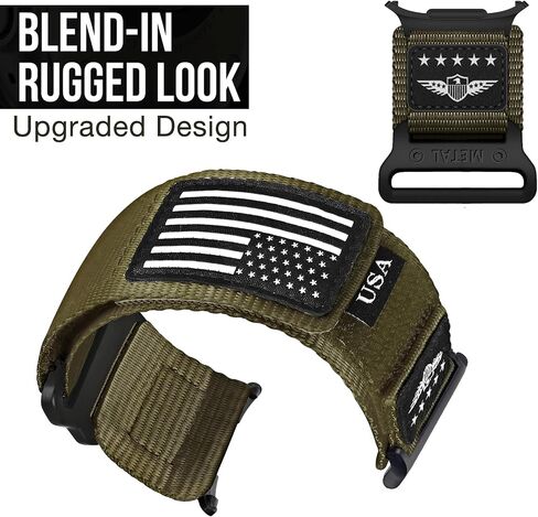 Abanen Rugged Tactical Nylon Watch Band for Samsung Galaxy Watch Ultra 47mm, Sport Strap with Stars-Stripes Flag for Galaxy Watch Ultra in Kuwait
