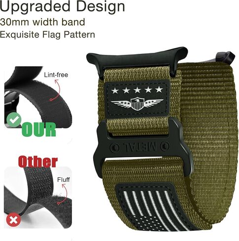 Abanen Rugged Tactical Nylon Watch Band for Samsung Galaxy Watch Ultra 47mm, Sport Strap with Stars-Stripes Flag for Galaxy Watch Ultra in Kuwait