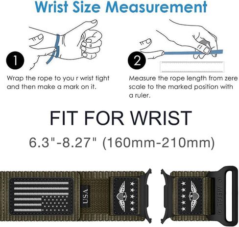 Abanen Rugged Tactical Nylon Watch Band for Samsung Galaxy Watch Ultra 47mm, Sport Strap with Stars-Stripes Flag for Galaxy Watch Ultra in Kuwait