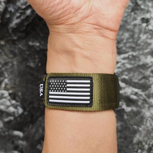 Abanen Rugged Tactical Nylon Watch Band for Samsung Galaxy Watch Ultra 47mm, Sport Strap with Stars-Stripes Flag for Galaxy Watch Ultra in Kuwait