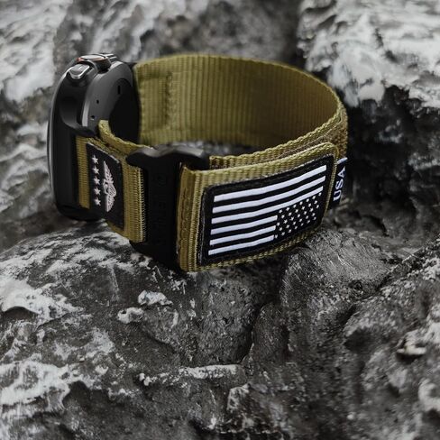Abanen Rugged Tactical Nylon Watch Band for Samsung Galaxy Watch Ultra 47mm, Sport Strap with Stars-Stripes Flag for Galaxy Watch Ultra in Kuwait