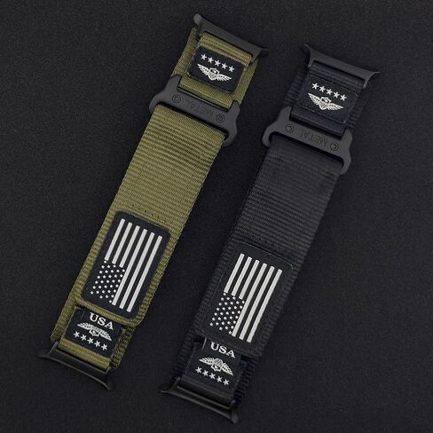 Abanen Rugged Tactical Nylon Watch Band for Samsung Galaxy Watch Ultra 47mm, Sport Strap with Stars-Stripes Flag for Galaxy Watch Ultra in Kuwait