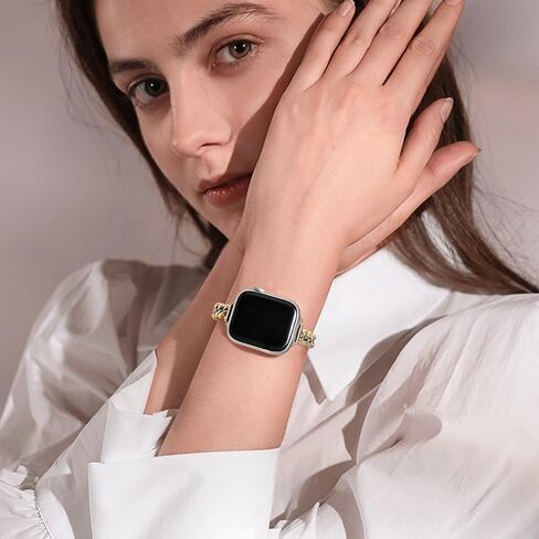 Metal Chain Compatible with Apple Watch Band 38mm 40mm 41mm 42mm 44mm 45mm 46mm 49mm Women Men, Adjustable Stainless Steel Dressy Bracelet for iWatch Series 10/9/8/7/6/5/4/3/2/1/SE/Ultra in Saudi Arabia