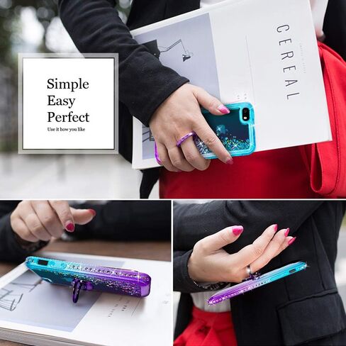 حافظة Silverback لهاتف iPhone SE 2016، حافظة iPhone 5S، حافظة iPhone 5 (ليست لهاتف iPhone Se 3rd & 2nd)، حافظة لامعة ثلاثية الأبعاد سائلة متحركة مع حامل، حافظة Bling Diamond iPhone SE - أرجواني in Kuwait