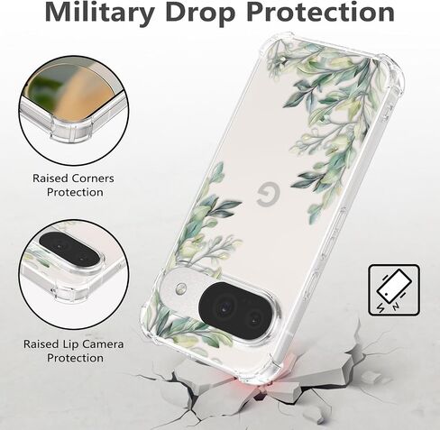 RALEAVO Floral Case for Google Pixel 9/9 Pro,Clear Leaves Flower Phone Case Slim Cute Cover Case for Girls Women,Transparent Soft Silicone Four Corners Shockproof Case,Leaves in Saudi Arabia