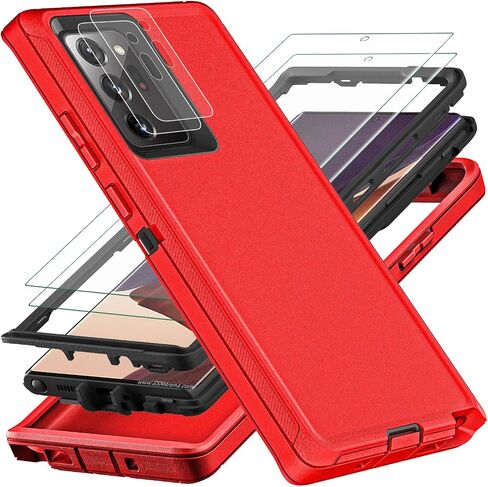 for Samsung Galaxy Note 20 Ultra Case, with 2Pcs [Self Healing Flexible TPU Screen Protector & Camera Lens Protector] 3 in 1 Heavy Duty Case for Galaxy Note 20 Ultra 5G (Black/Grey) in Saudi Arabia