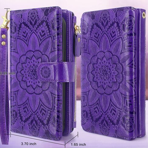 Harryshell Detachable Wallet Leather Case Compatible with Samsung Galaxy A25 5G (2024) Magnetic Phone Case Zipper with Cash Coin Pocket Multi Card Slots Holder Wrist Strap Lanyard (Flower Purple) in Saudi Arabia
