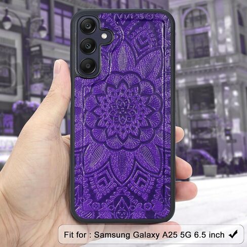 Harryshell Detachable Wallet Leather Case Compatible with Samsung Galaxy A25 5G (2024) Magnetic Phone Case Zipper with Cash Coin Pocket Multi Card Slots Holder Wrist Strap Lanyard (Flower Purple) in Saudi Arabia