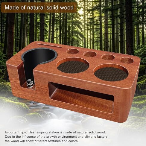 Espresso Tamping Station,9 in 1 Espresso Station,Multifunctional Tamper Station Fit for 51/54/58mm Espresso Accessories,Wooden Espresso Station,Adjustable Height Portafilter Holder (Red, 51mm-58mm) in Saudi Arabia