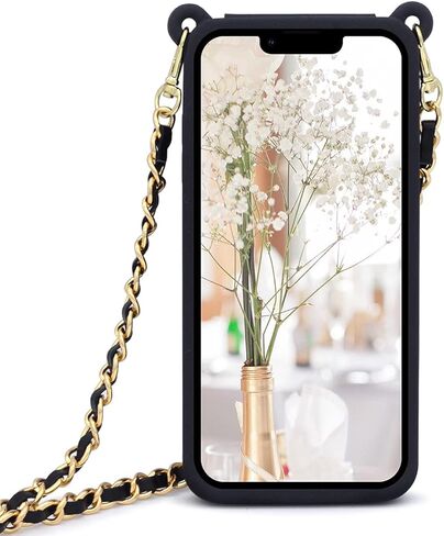 LUVI for Crossbody iPhone 14 Pro Max Wallet Case with Neck Strap Lanyard Credit Card Holder Purse Handbag Case for Women Girls Silicone Rubber Soft Protection Cover for iPhone 14 Pro Max Black in Kuwait