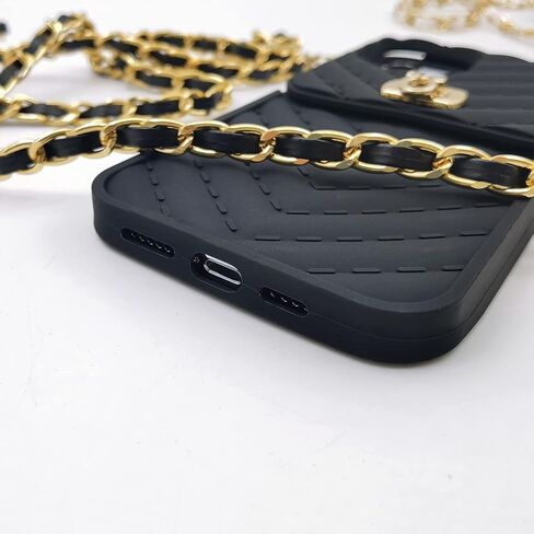 LUVI for Crossbody iPhone 14 Pro Max Wallet Case with Neck Strap Lanyard Credit Card Holder Purse Handbag Case for Women Girls Silicone Rubber Soft Protection Cover for iPhone 14 Pro Max Black in Kuwait