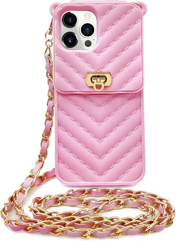 LUVI for Crossbody iPhone 14 Pro Max Wallet Case with Neck Strap Lanyard Credit Card Holder Purse Handbag Case for Women Girls Silicone Rubber Soft Protection Cover for iPhone 14 Pro Max Black in Kuwait