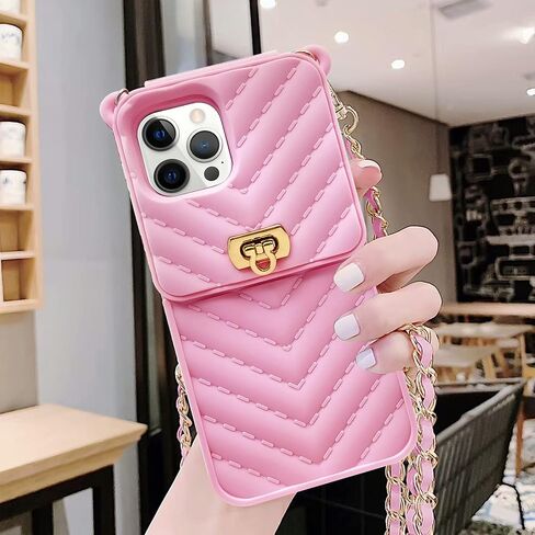 LUVI for Crossbody iPhone 14 Pro Max Wallet Case with Neck Strap Lanyard Credit Card Holder Purse Handbag Case for Women Girls Silicone Rubber Soft Protection Cover for iPhone 14 Pro Max Black in Kuwait