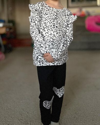 QLIPIN الفتيات الصغيرات 2 قطعة وتتسابق طفل ليوبارد طباعة بلوزات و طماق مجموعة ملابس المدرسة ملابس الخريف مجموعات in Kuwait