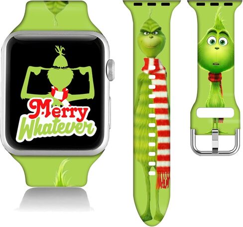 Christmas Watch Band Compatible with Xmas Apple Watch Bands 38mm 40mm 41mm 42mm 44mm 45mm for Women Men, Christmas Valentines Gifts Soft Silicone Sport Replacement Strap Band iWatch Series 8 7 6 5 4 3 2 1 in Saudi Arabia