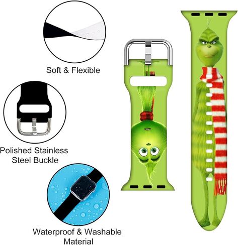 Christmas Watch Band Compatible with Xmas Apple Watch Bands 38mm 40mm 41mm 42mm 44mm 45mm for Women Men, Christmas Valentines Gifts Soft Silicone Sport Replacement Strap Band iWatch Series 8 7 6 5 4 3 2 1 in Saudi Arabia