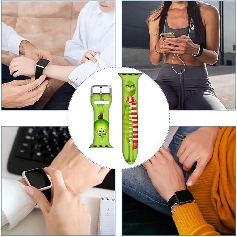 Christmas Watch Band Compatible with Xmas Apple Watch Bands 38mm 40mm 41mm 42mm 44mm 45mm for Women Men, Christmas Valentines Gifts Soft Silicone Sport Replacement Strap Band iWatch Series 8 7 6 5 4 3 2 1 in Saudi Arabia