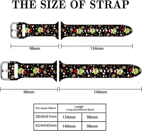 Christmas Watch Band Compatible with Xmas Apple Watch Bands 38mm 40mm 41mm 42mm 44mm 45mm for Women Men, Christmas Valentines Gifts Soft Silicone Sport Replacement Strap Band iWatch Series 8 7 6 5 4 3 2 1 in Saudi Arabia