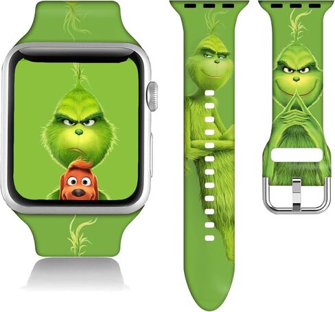 Christmas Watch Band Compatible with Xmas Apple Watch Bands 38mm 40mm 41mm 42mm 44mm 45mm for Women Men, Christmas Valentines Gifts Soft Silicone Sport Replacement Strap Band iWatch Series 8 7 6 5 4 3 2 1 in Saudi Arabia