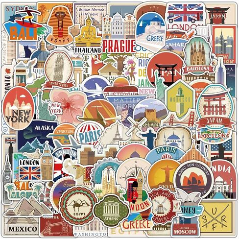 Travel Graffiti Sticker Car Phone Computer Guitar Decorative Sticker Notebook Waterproof Hand Tent Sticker in Saudi Arabia