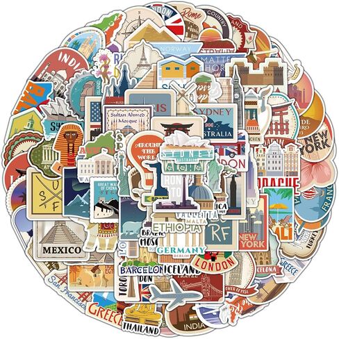 Travel Graffiti Sticker Car Phone Computer Guitar Decorative Sticker Notebook Waterproof Hand Tent Sticker in Saudi Arabia