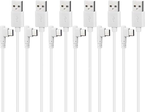 كابل Smays بطول 3 أقدام USB C 90 درجة أبيض 6 عبوات، شاحن من النوع C زاوية قائمة in Kuwait