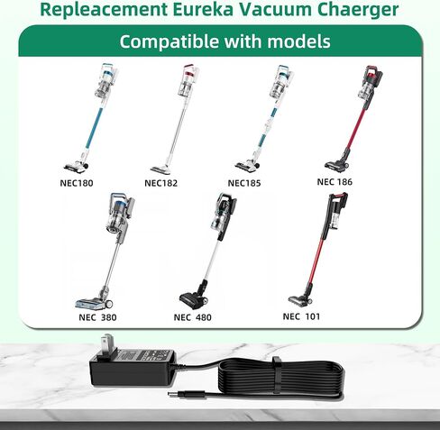 شاحن محول التيار المتردد MC2805A متوافق مع مكنسة Eureka RapidClean Pro Stick NEC180 NEC182 NEC185 NEC186 NEC380 AC DC in Saudi Arabia