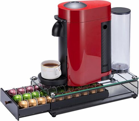 ZCDCP Nespresso Pods Holder Vertuo Pod Holder Coffee Capsule Holder Drawer Black 30 Pods in Kuwait