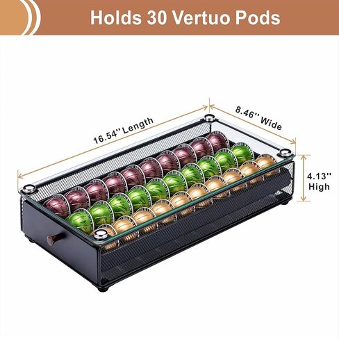 ZCDCP Nespresso Pods Holder Vertuo Pod Holder Coffee Capsule Holder Drawer Black 30 Pods in Kuwait