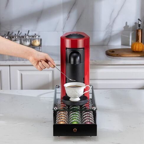 ZCDCP Nespresso Pods Holder Vertuo Pod Holder Coffee Capsule Holder Drawer Black 30 Pods in Kuwait
