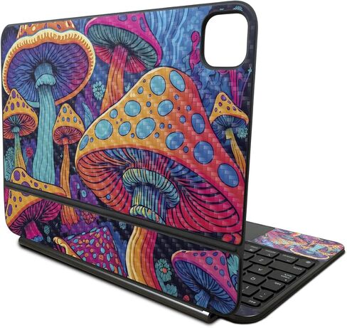 Carbon Fiber Skin Compatible with Apple Magic Keyboard for iPad Pro 11‑inch (M4) 2024 - Mushrooms - Premium 3M Vinyl Protective Wrap Decal Cover - Easy to Apply | Crafted in The USA by MightySkins in Saudi Arabia