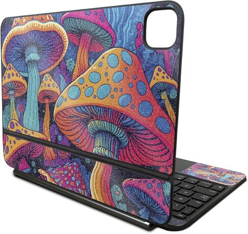 Carbon Fiber Skin Compatible with Apple Magic Keyboard for iPad Pro 11‑inch (M4) 2024 - Mushrooms - Premium 3M Vinyl Protective Wrap Decal Cover - Easy to Apply | Crafted in The USA by MightySkins in Saudi Arabia