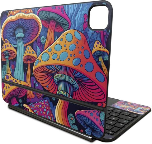 Carbon Fiber Skin Compatible with Apple Magic Keyboard for iPad Pro 11‑inch (M4) 2024 - Mushrooms - Premium 3M Vinyl Protective Wrap Decal Cover - Easy to Apply | Crafted in The USA by MightySkins in Saudi Arabia