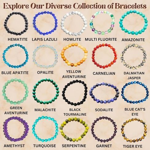 8mm Healing Stone Beaded Bracelets for Women Men Semi-Precious Gemstones Bracelets Crystal Beaded Bracelet Unisex in Saudi Arabia