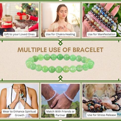 8mm Healing Stone Beaded Bracelets for Women Men Semi-Precious Gemstones Bracelets Crystal Beaded Bracelet Unisex in Saudi Arabia