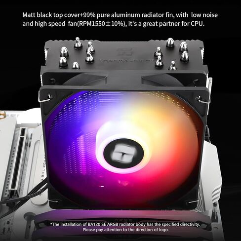 مبرد هواء وحدة المعالجة المركزية Thermalright Burst Assassin 120 SE ARGB CPU، 120 مم TL-C12C-S PWM مبرد وحدة المعالجة المركزية بمروحة هادئة، 6 × 6 مم أنابيب حرارية تبريد برج واحد، لـ AMD: AM4/AM5 & Intel LGA1851/1700/1150/1151/1200 in Saudi Arabia