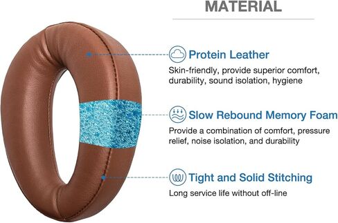 طقم تجديد من الجلد البني، وسادات أذن وعصابة رأس متوافقة مع سماعة رأس الطيران من سلسلة زولو PFX Tango Sierra، 3 إسفنجة ذاكرة أكثر سمكًا (مجموعة تنشيطية) in Kuwait