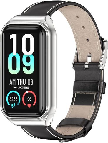 MIJOBS حزام ل Amazfit الفرقة 7 جلد طبيعي استبدال حزام ساعة المعصم الفرقة سوار ذكي اكسسوارات ل Amazfit 7 صالح الفرقة in Saudi Arabia