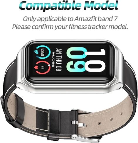 MIJOBS حزام ل Amazfit الفرقة 7 جلد طبيعي استبدال حزام ساعة المعصم الفرقة سوار ذكي اكسسوارات ل Amazfit 7 صالح الفرقة in Saudi Arabia