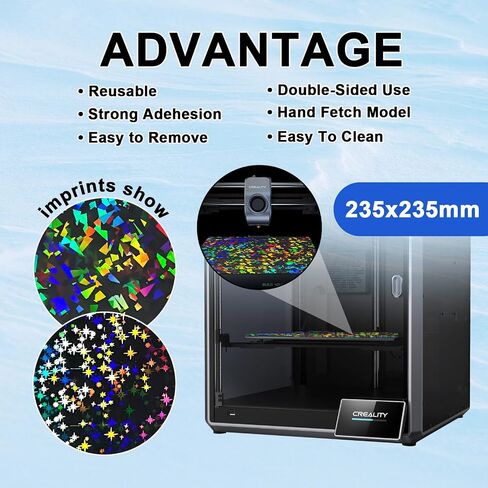 لوحة بناء Ideaformer Rainbow Plaid+Rainbow Mesh PES Smooth K1 K1C، لوحة فولاذية زنبركية 235 × 235 مم لـ Creality K1/K1C/Ender 5 S1/Ender 3 S1 Pro/Ender 3 S1/Ender V3 KE/SE (بدون لوحة مغناطيسية) in Kuwait