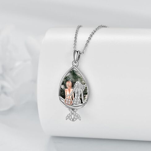 MONGAS Mermaid Necklaces 925 Sterling Silver with Crystal Mermaid Sister Jewelry Gifts for Women in Saudi Arabia