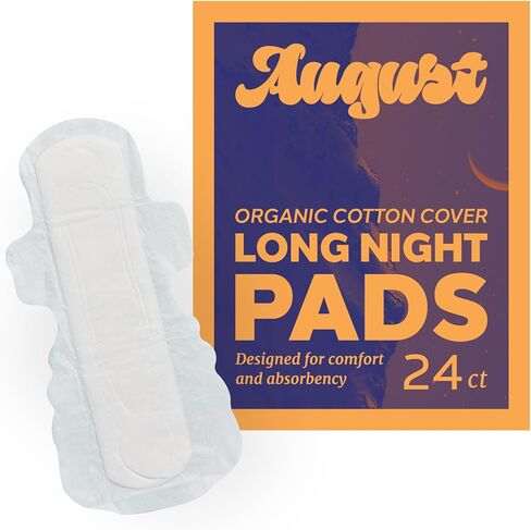 August Menstrual Day and Night Organic Topsheet Pad, 8-Pack Day, 8-Pack Night Organic Cotton Pads, Compostable Wrapper, Fragrance Free, Hypoallergenic Organic Pads for Women and Anyone Who Menstruates in Saudi Arabia
