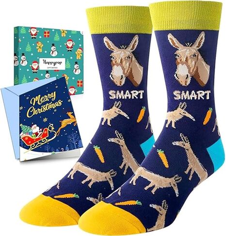 HAPPYPOP Funy Cat Chicken Gifts for Men, Novelty Monkey Ortter Corgi Sloth Socks Crazy Silly Fun Socks in Kuwait