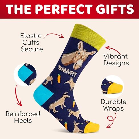 HAPPYPOP Funy Cat Chicken Gifts for Men, Novelty Monkey Ortter Corgi Sloth Socks Crazy Silly Fun Socks in Kuwait