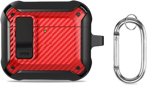 Lock Case Compatible with AirPods 4 with Active Noise Cancellation with Keychain, Carbon Fiber Military Armor Shockproof Protective Case for Men Women in Saudi Arabia