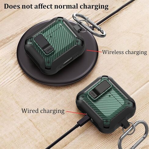 Lock Case Compatible with AirPods 4 with Active Noise Cancellation with Keychain, Carbon Fiber Military Armor Shockproof Protective Case for Men Women in Saudi Arabia