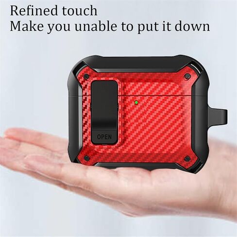 Lock Case Compatible with AirPods 4 with Active Noise Cancellation with Keychain, Carbon Fiber Military Armor Shockproof Protective Case for Men Women in Saudi Arabia