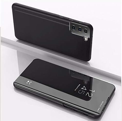 Samsung Galaxy S21 Ultra Case Slim Mirror Design Clear View Flip Bookstyle Ultra Slim Protecter Shell with Kickstand Protective Cover for Samsung Galaxy S21 Ultra Mirror PU PU Gold in Saudi Arabia