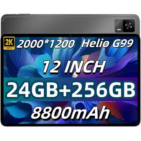 تابلت Headwolf Android 14 مقاس 12 بوصة، HPad6 Pro Helio G99 Octa Core كمبيوتر لوحي كبير يعمل بنظام Android، ذاكرة وصول عشوائي 24 جيجابايت + ذاكرة تخزين داخلية 256 جيجابايت شاشة عرض 2K، 8800 مللي أمبير في الساعة، Widevine L1، 16 ميجابكسل + 8 ميجابكسل، مكبر in Kuwait